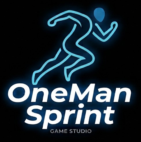 OneManSprint Game Studio — blue running figure logo